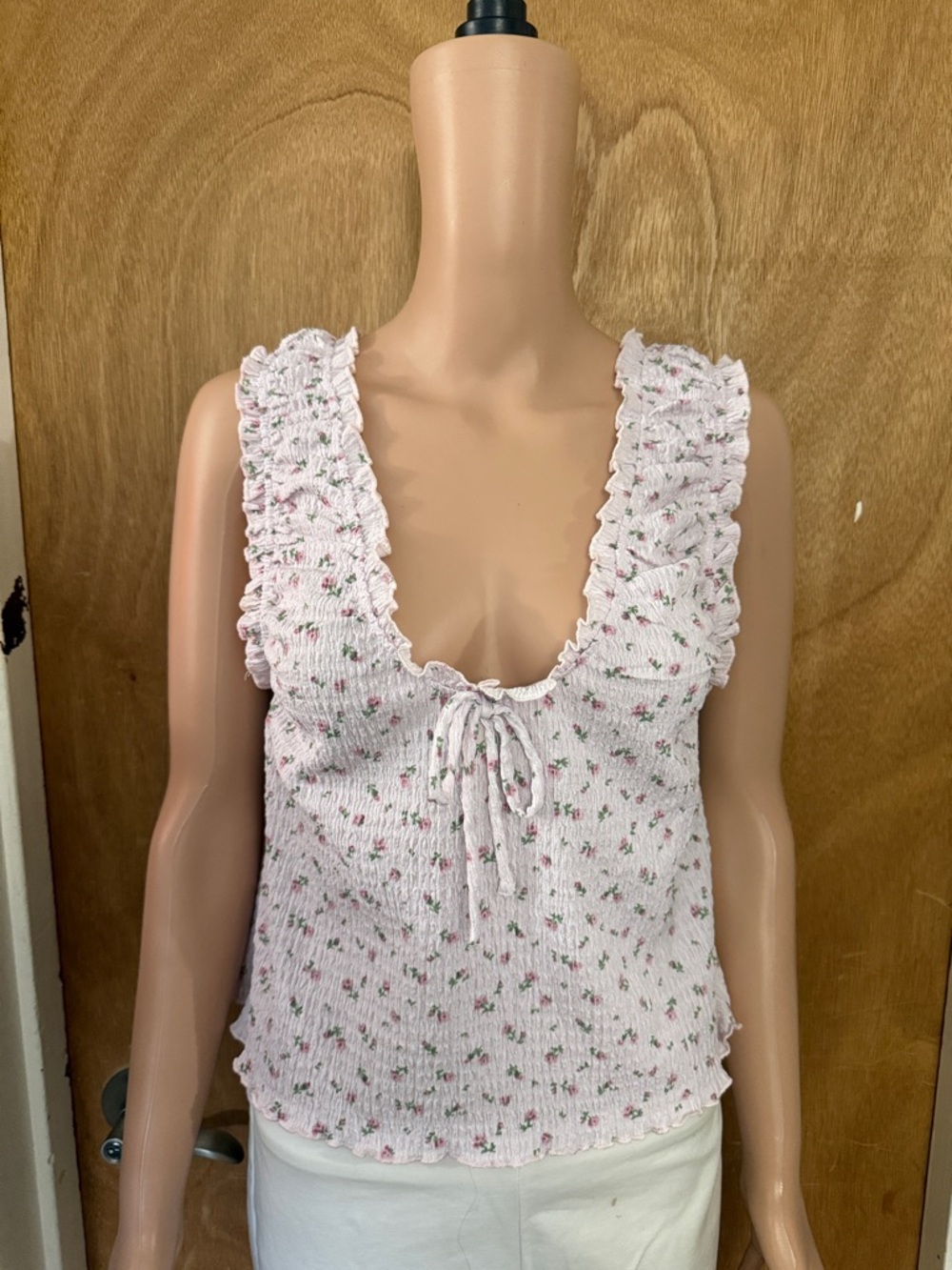 Aeropostale Light Pink Floral Smocked Tank Top